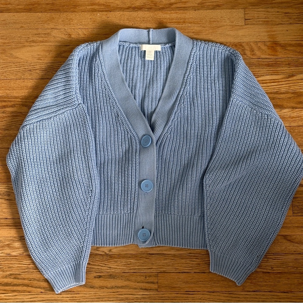 Blue ribbed cardigan
